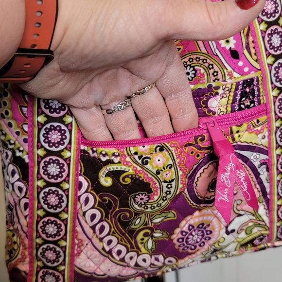 Vera Bradley Pink and Green Paisley Crossbody Bag - Picture 3 of 11